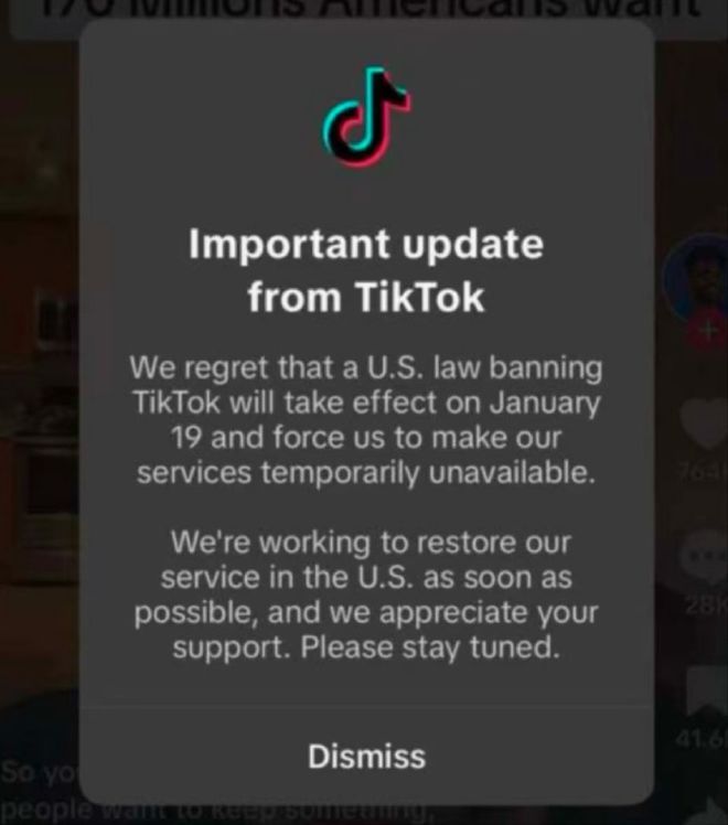 TikTok在美國停止服務(wù)